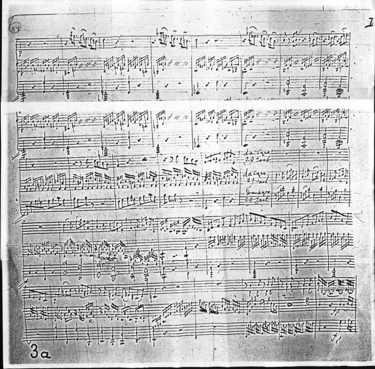 Allegro of a Sonate B-dur for Piano and Violin Fragment, KV 372, p. 3a (Source: National Library of Austria, Music Collection, Shelfmark: 6462/2863)