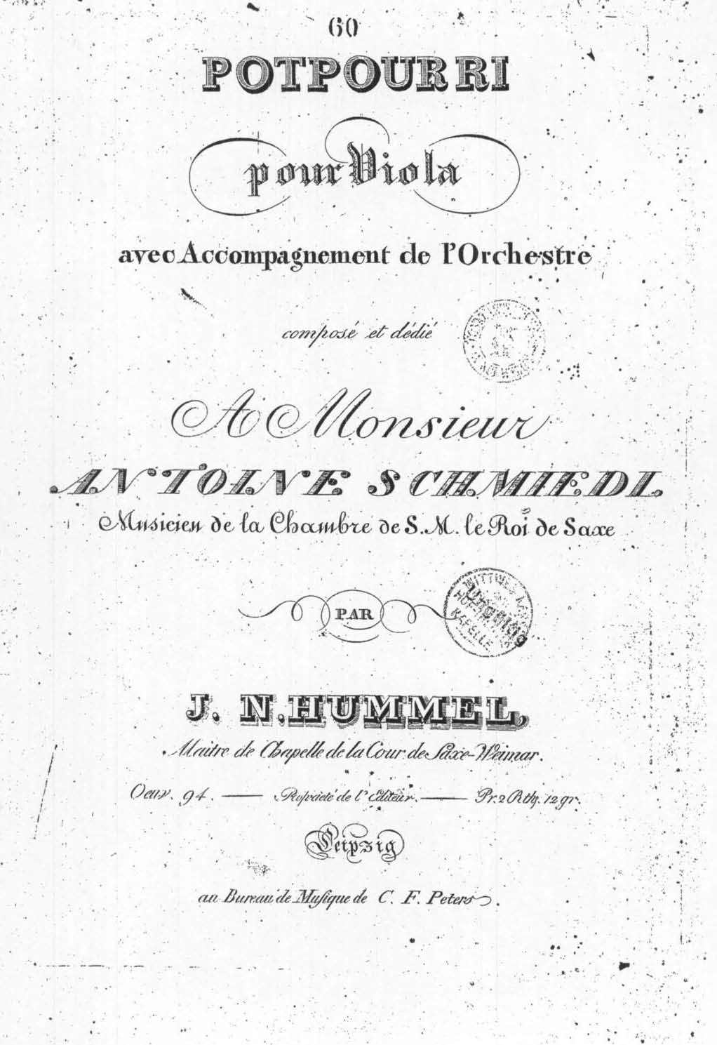 Selvforkælelse erektion lån Johann Nepomuk Hummel's Potpourri op. 94 for Viola and Orchestra – for your  kind attention! | Henle Blog