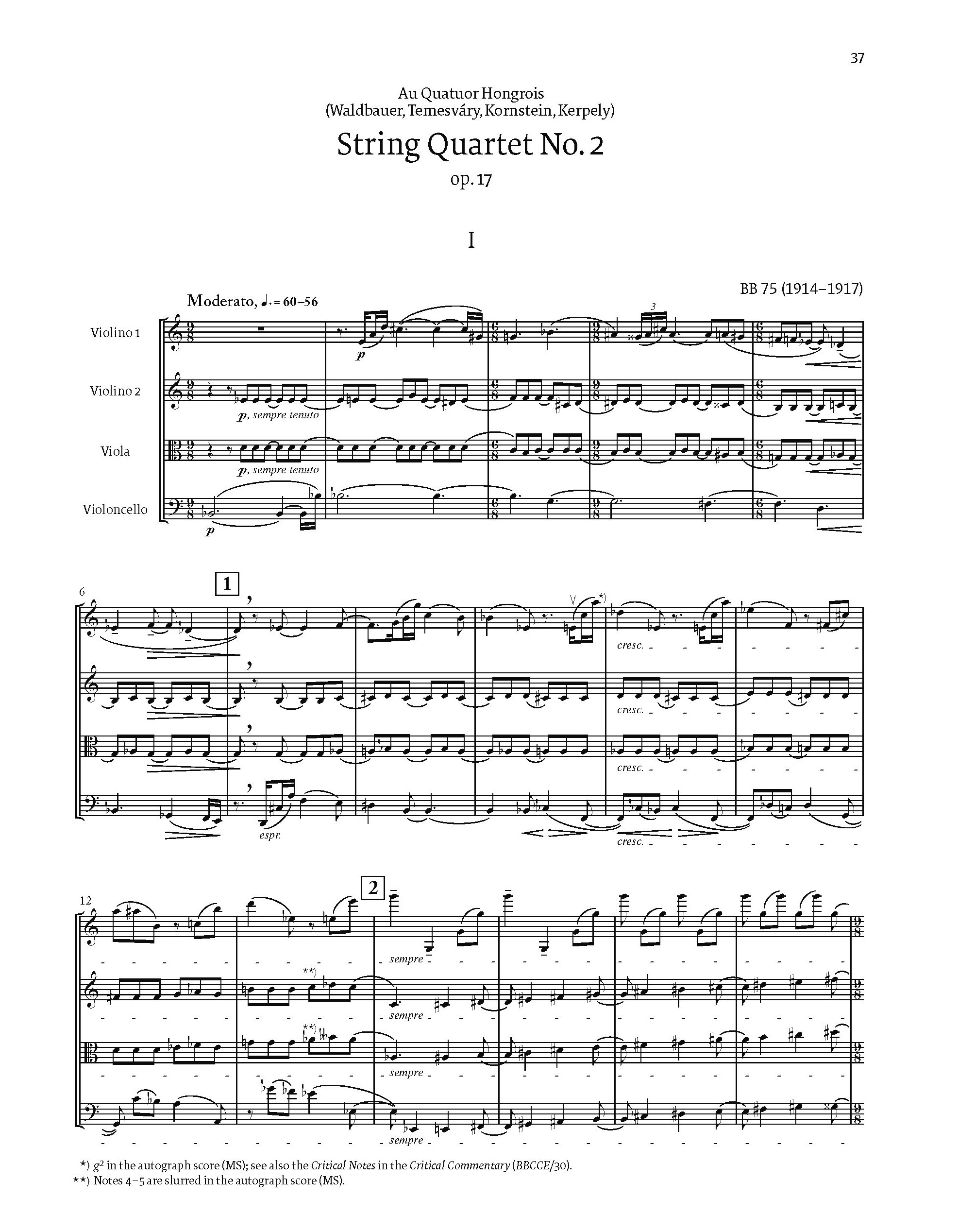 Newly discovered 20thcentury classics Bartók’s six String Quartets in the Complete Edition