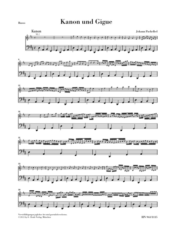 Canon and Gigue D major for three Violins and Basso continuo