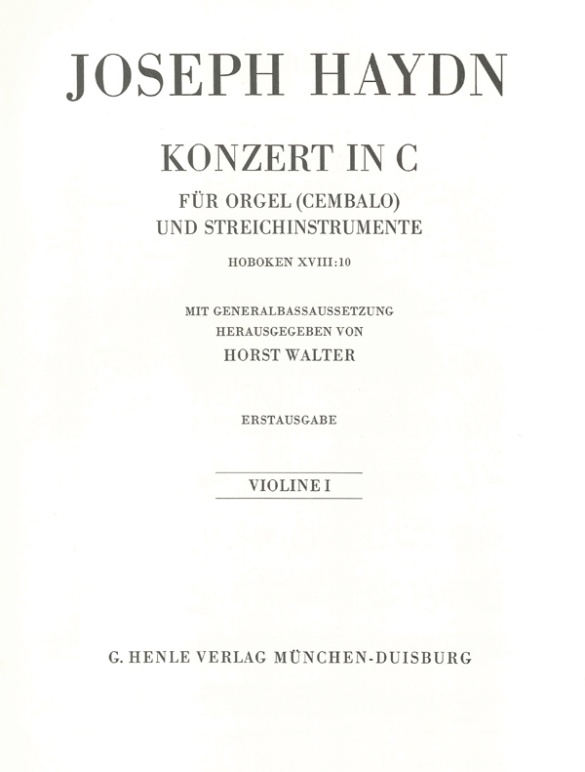 Organ Concerto C major Hob. XVIII:10 (First Edition)