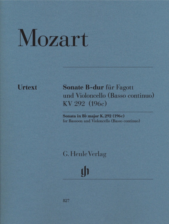 Sonata B flat major K. 292 (196c) for Bassoon and Violoncello (Basso continuo)